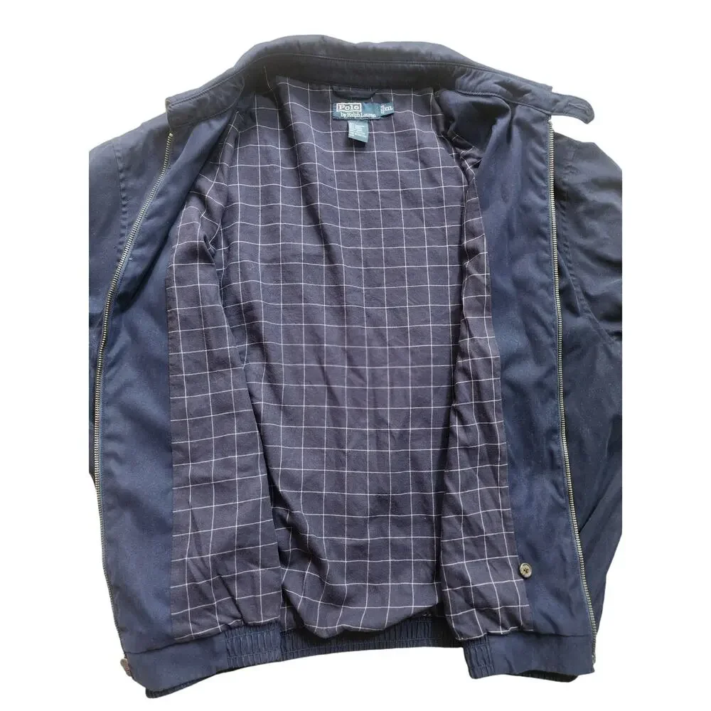 Polo Ralph Lauren Men's XXL Navy Harrington Jacket Plaid Lining Classic Preppy